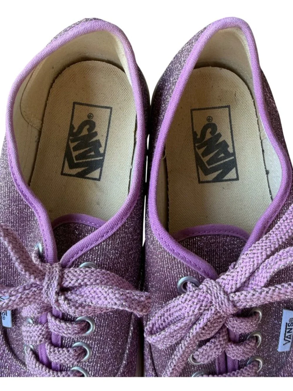 Vans Off The Wall Mauve Sparkle Glitter Low Top Skater Sneakers Women's Size 8